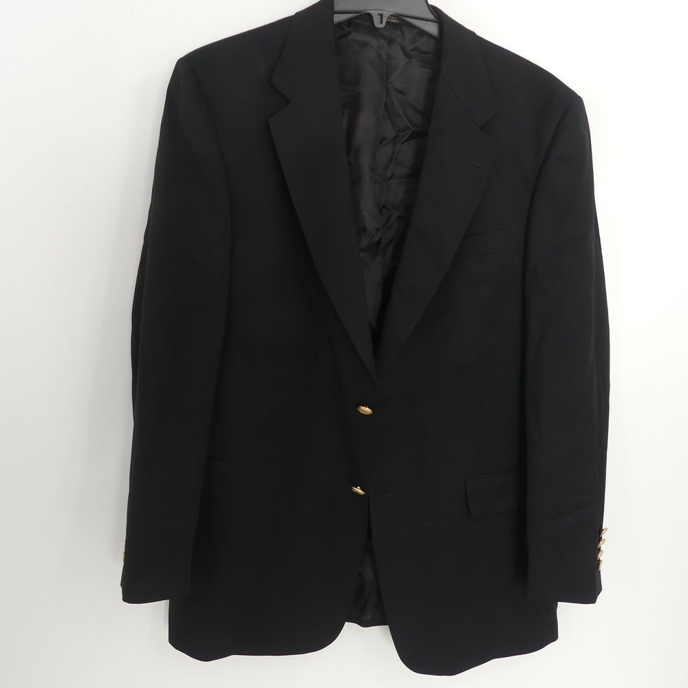 Hart Schaffner Marx Gold Trumpeter Black Wool Blazer Gold Buttons 40R